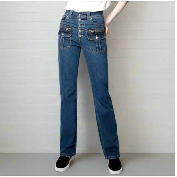 Zadig Voltaire Eyes Jeans Straight Leg Womens High Waist Exposed Button Long - Picture 1 of 9